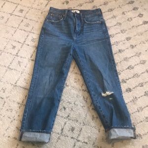 Classic straight distressed madewell denim
